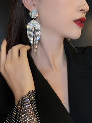 Tassel Inlay Stone Long Drop Earrings MSE101021