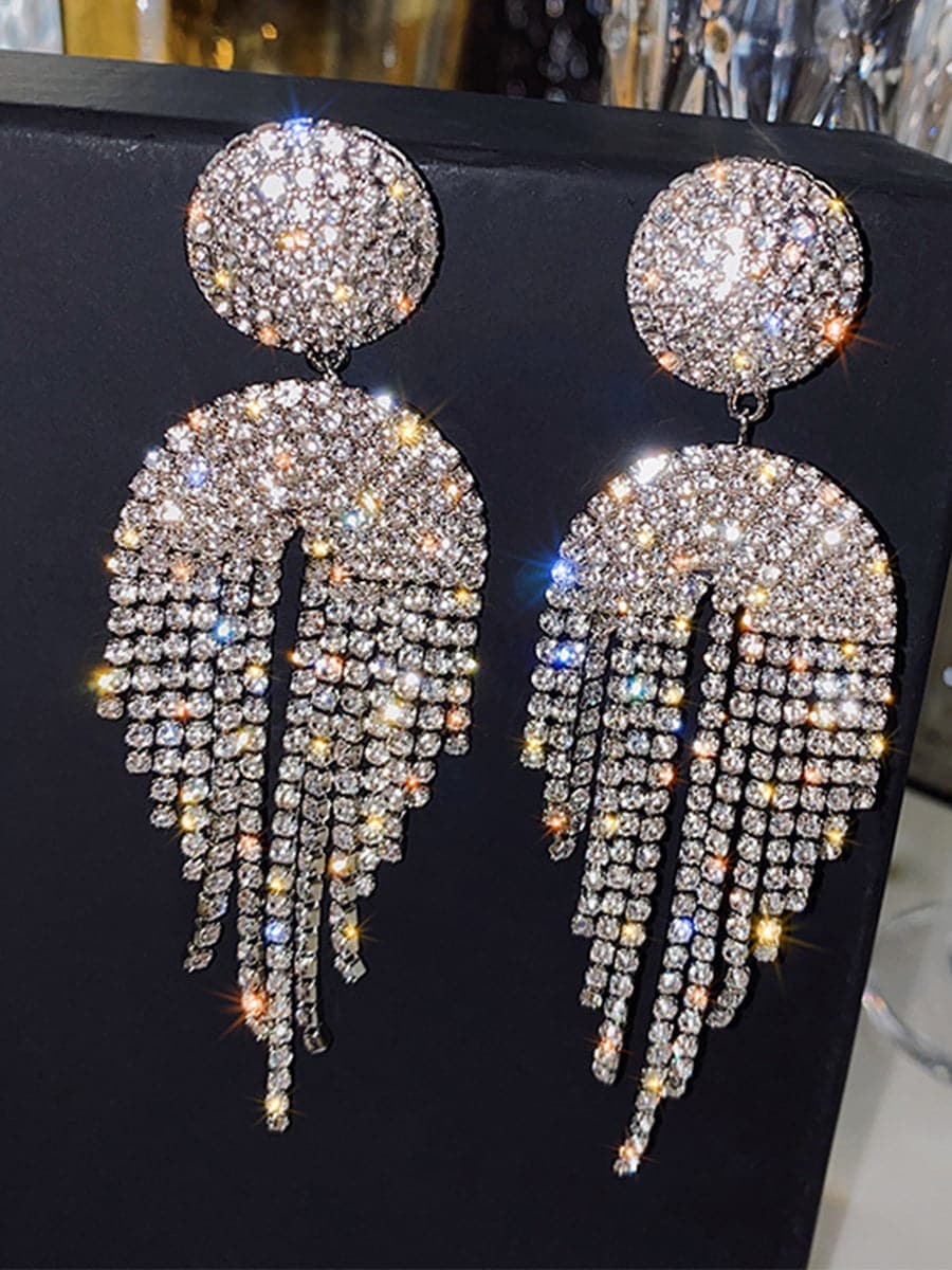 Tassel Inlay Stone Long Drop Earrings MSE101021