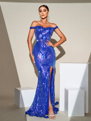 Sweetheart Split Blue Sequin Mermaid Dress GM00272