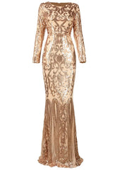 Formal Long Sleeve Sequin Evening Dress FT8578