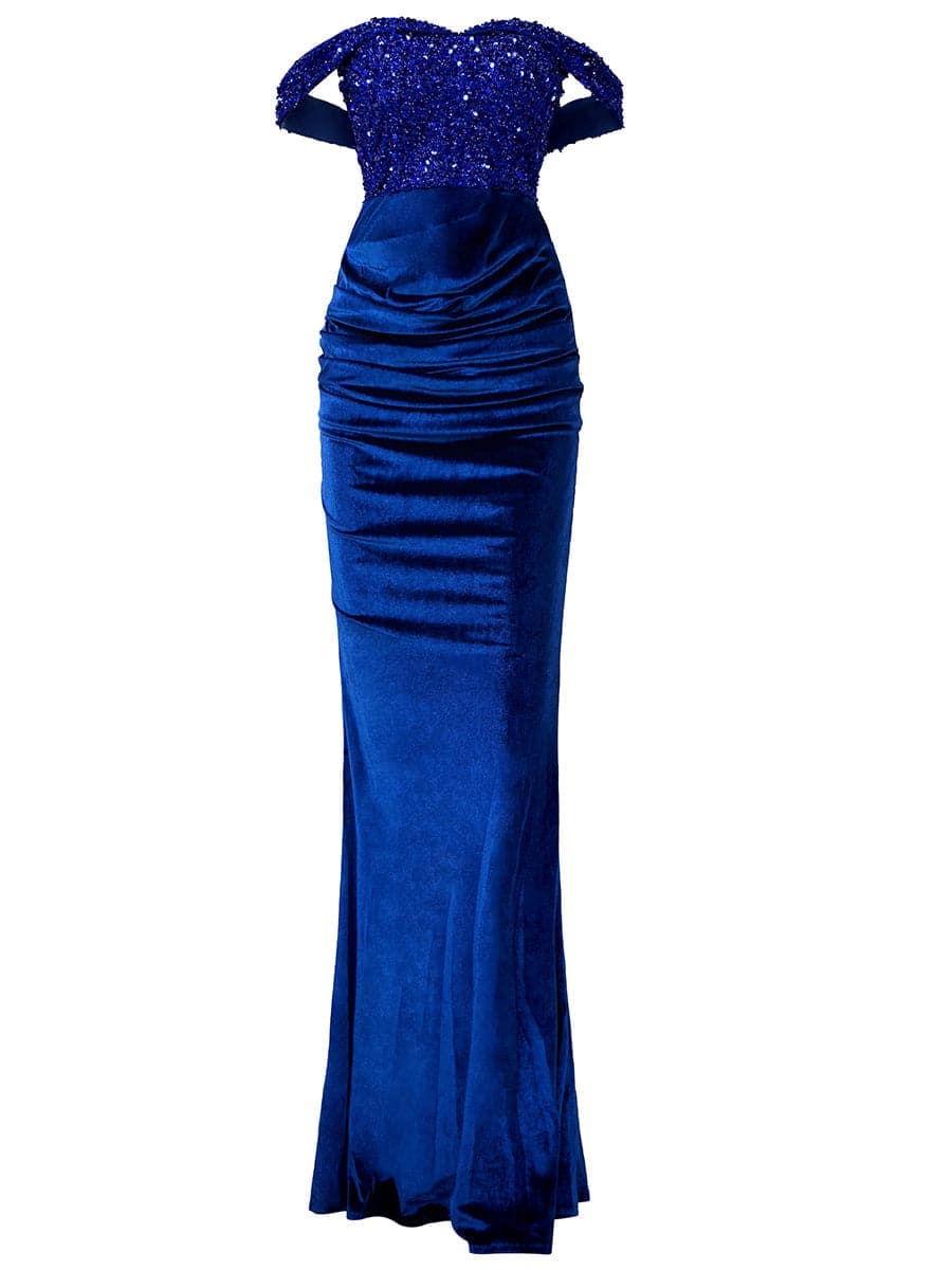 Off Shoulder Velvet Mermaid Sheath Cocktail Dress XJ1625