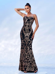 Strapless Maxi Sequin Dress FT8888