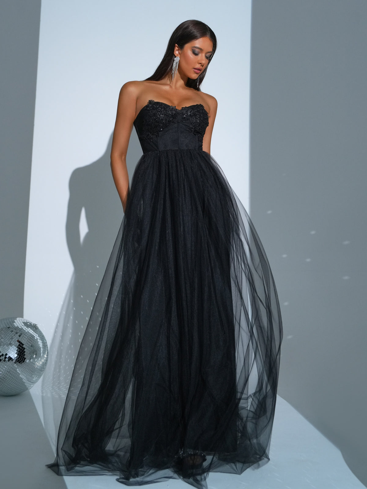 Sequin Tube Top A-line Tulle Dress RH30953