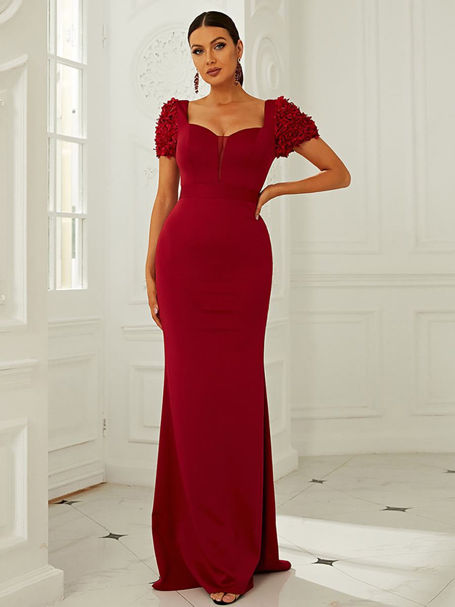 Short Sleeve Square Neck Prom Dress XH2204