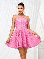 Floral Bow A-line Tulle Mini Dress RM21428