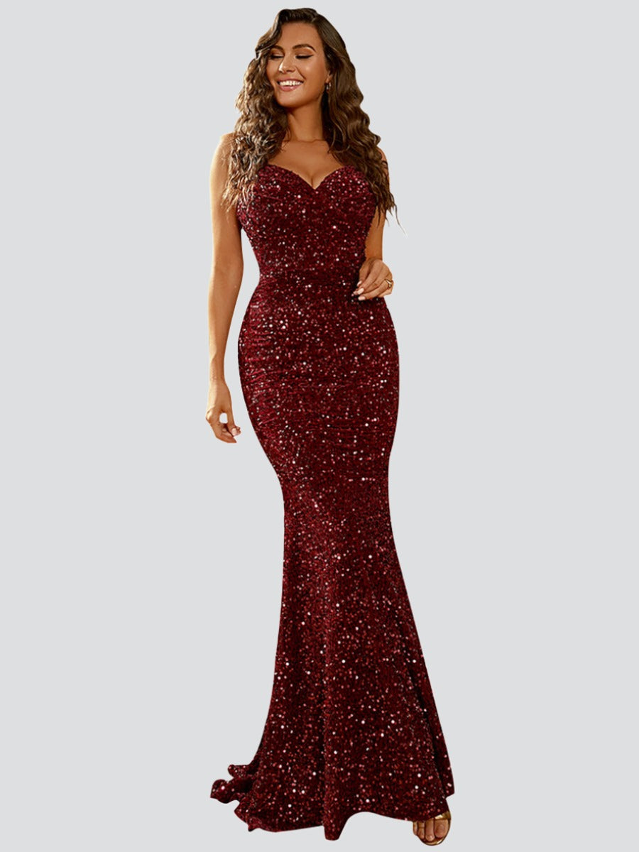 Spaghetti Backless Sequin Dress XJ1646