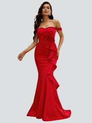 Off Shoulder Ruffled Evening Dress M02117