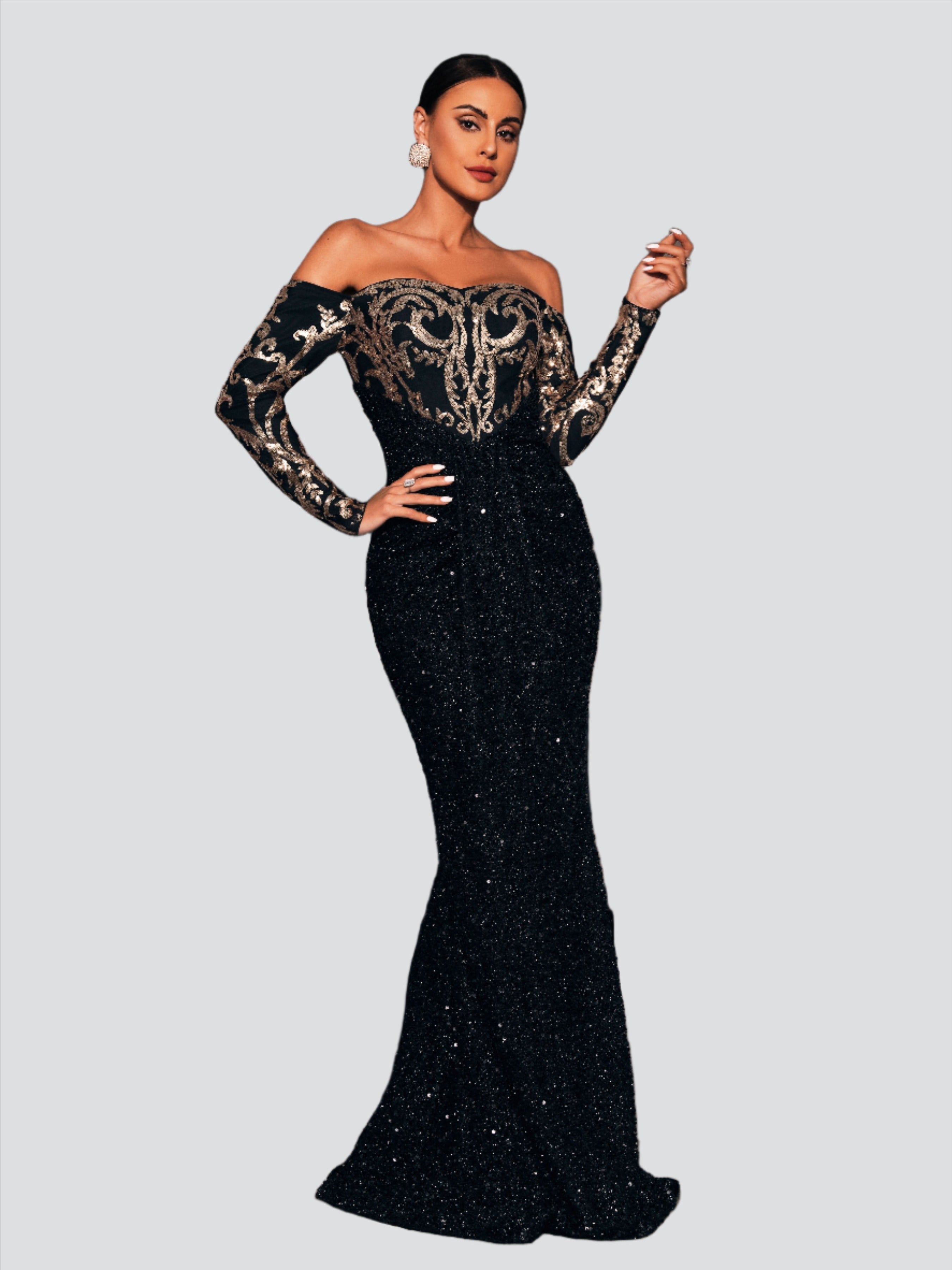 Off Shoulder Mermaid Sequin Dress RJ10730