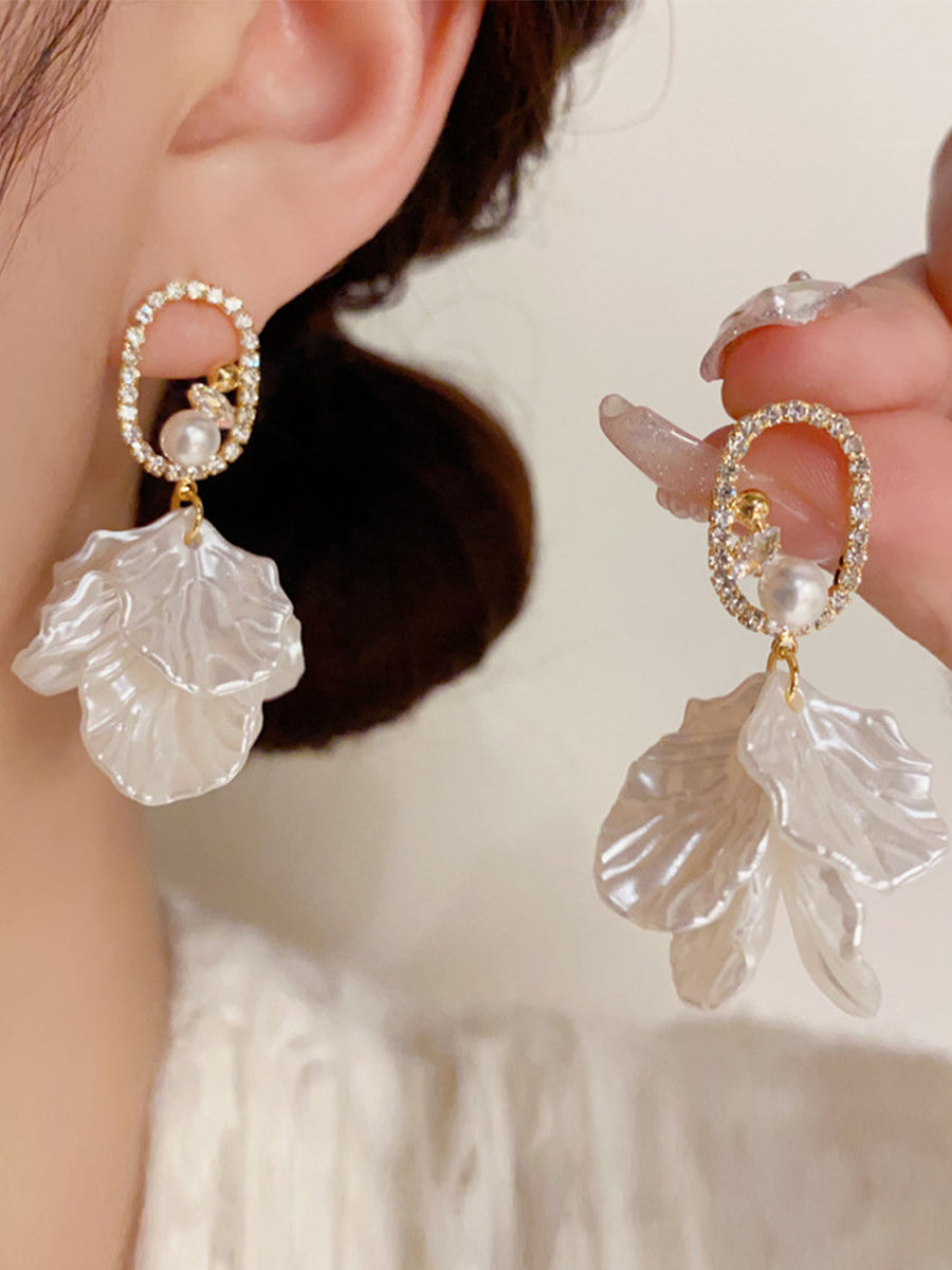 Zirconia Square Petal Tassel Earrings MSE20002