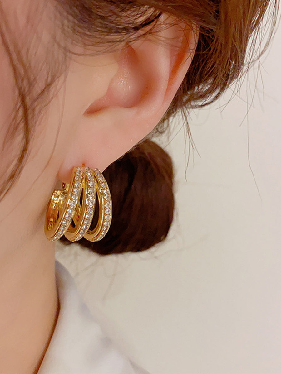 Geometric Multi-Layered Zirconia Earrings MSE20005