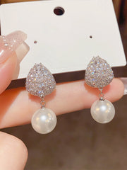 Micro-zirconia Drop Pearl Earrings MSE20004