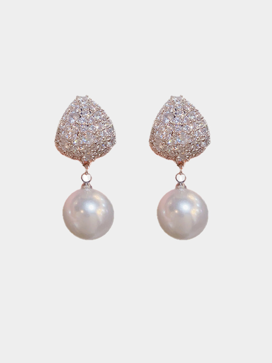 Micro-zirconia Drop Pearl Earrings MSE20004