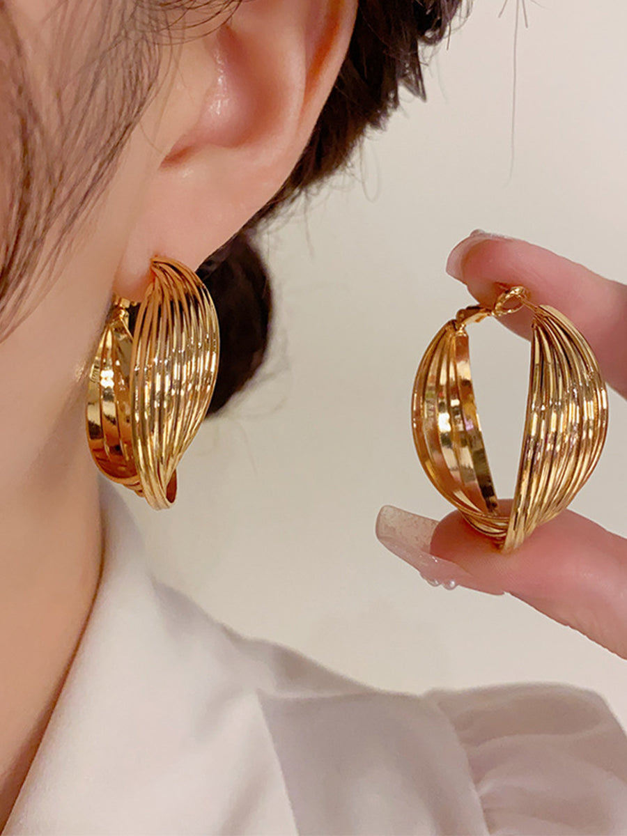 Exaggerated Twisted Metal Earrings MSE20006