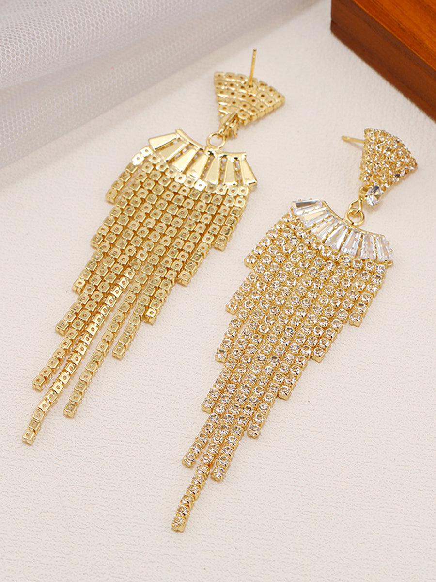 Long Rhinestone Tassel Drop Earrings MSE20010