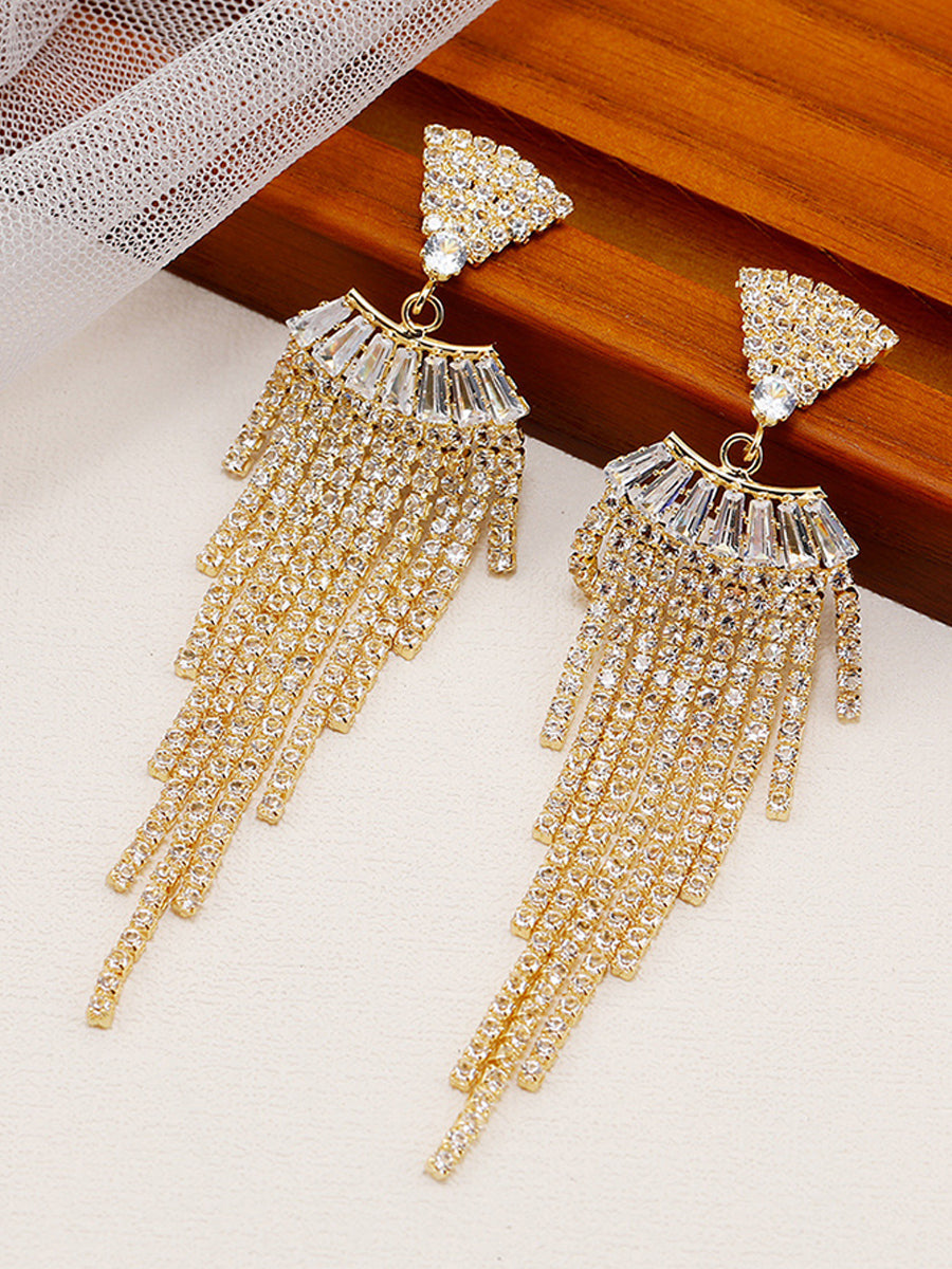 Long Rhinestone Tassel Drop Earrings MSE20010