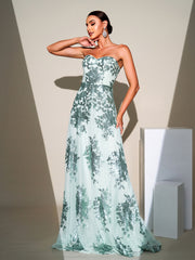 Strapless Sequin A-line Evening Dress RH308046