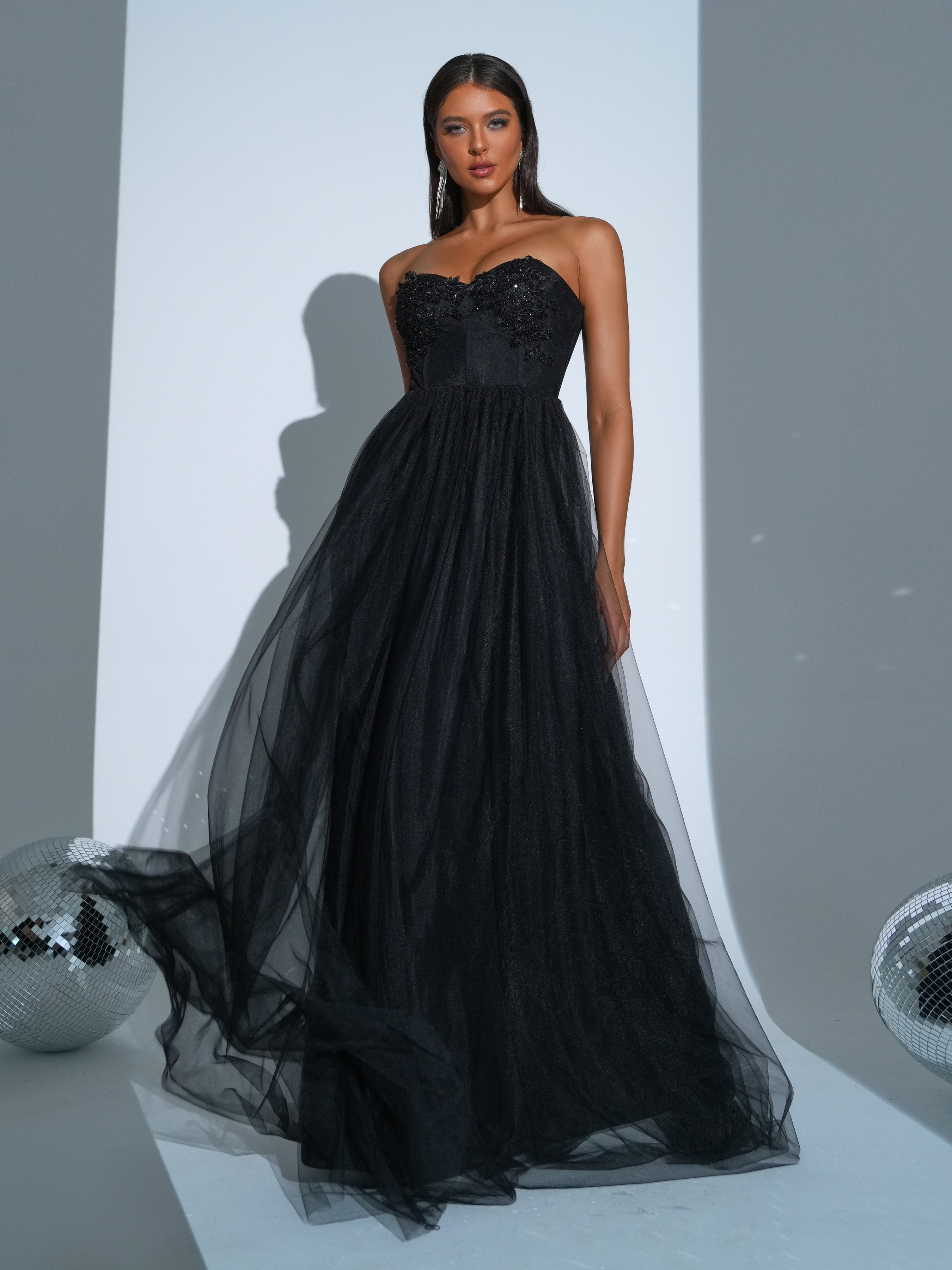 Sequin Tube Top A-line Tulle Dress RH30953