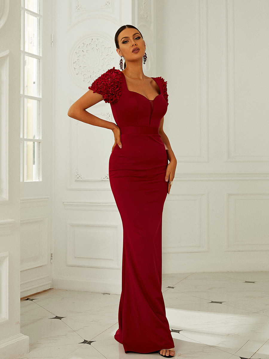 Short Sleeve Square Neck Prom Dress XH2204