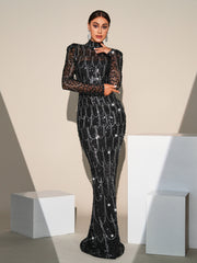 Stand Collar Sequin Mermaid Dress GM90122