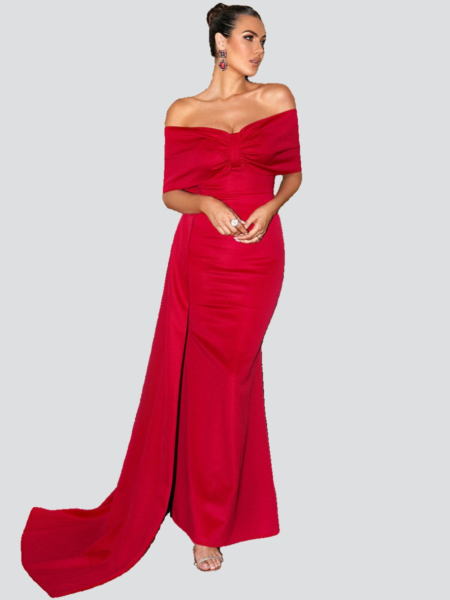 Off Shoulder Knot Mermaid Dress XJ1286