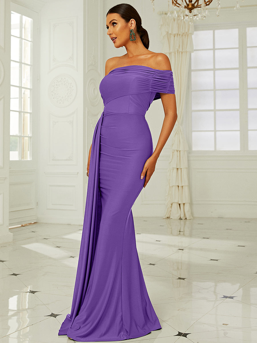 Draping Emerald Green Dress XH2158